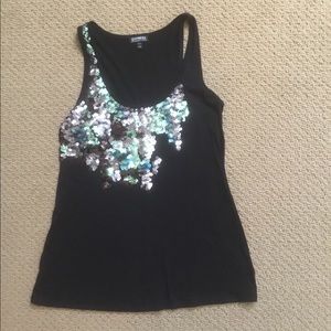 Express Black Sequin Tank Top XS